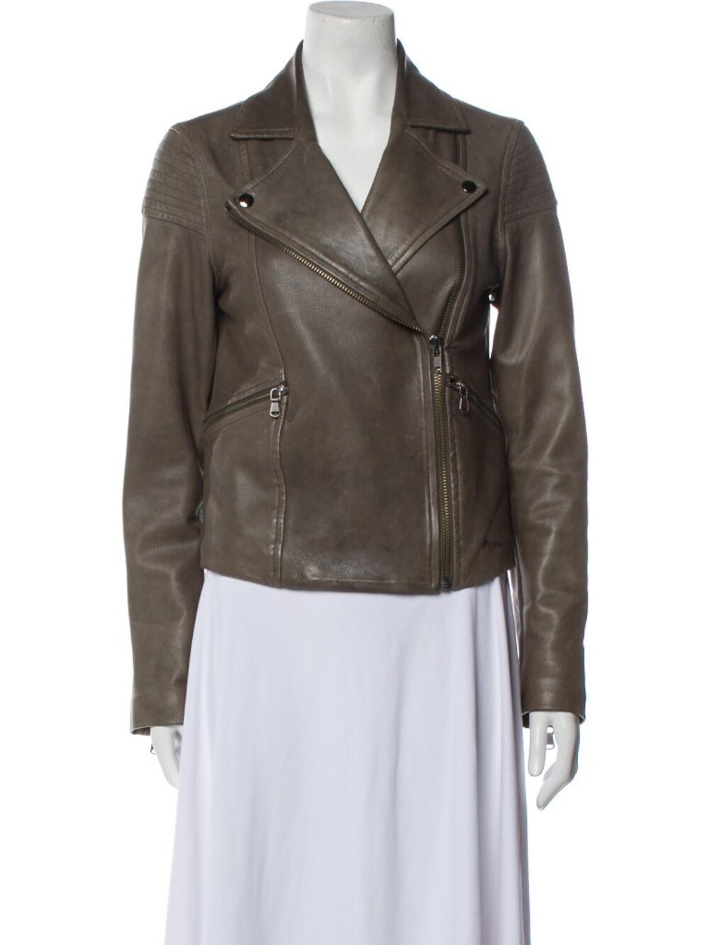 Marc by Marc Jacobs Taupe Lamb Leather Biker Jacket Women M